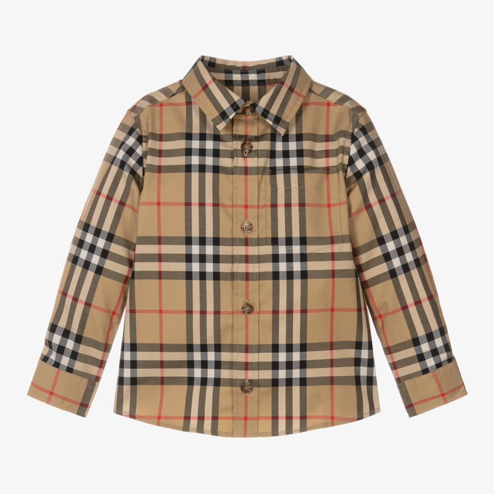 Burberry-Baby Boys Beige Vintage Check Cotton Shirt | Childrensalon Outlet
