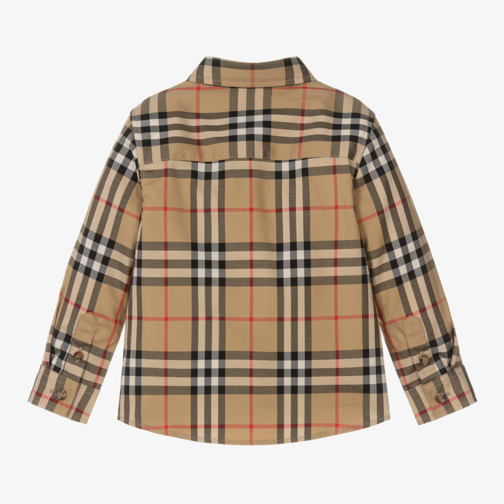 Burberry-Baby Boys Beige Vintage Check Cotton Shirt | Childrensalon Outlet