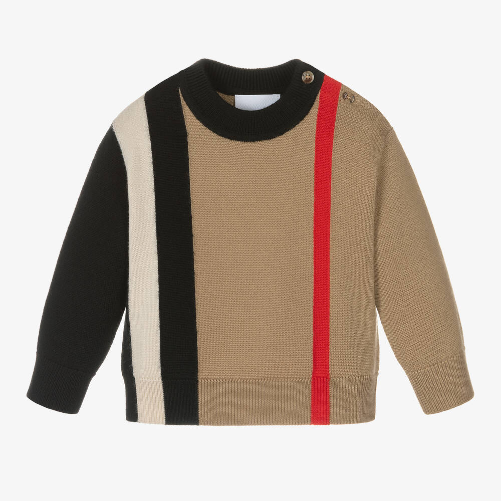 Burberry-Baby Boys Beige Wool Jumper | Childrensalon Outlet