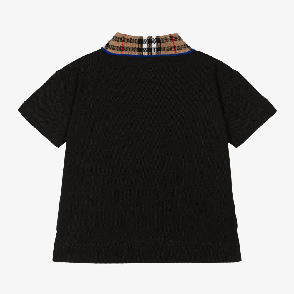 Burberry-Baby Boys Black Check Polo Shirt | Childrensalon Outlet