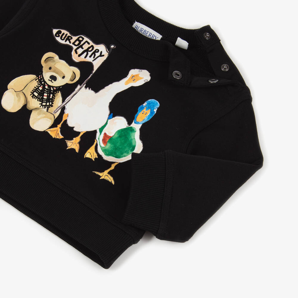 Burberry-Черный хлопковый свитшот с животными для мальчиков | Childrensalon Outlet