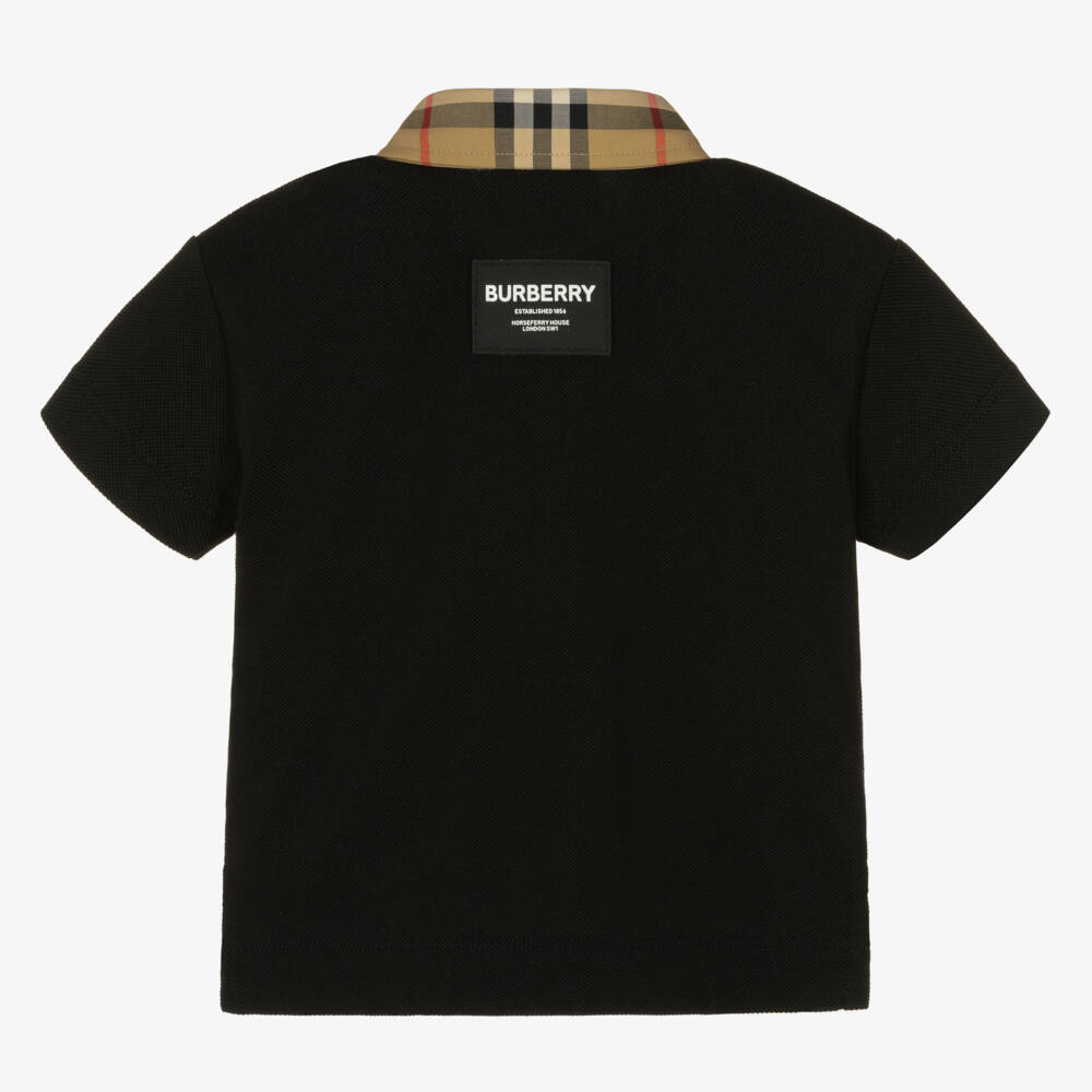 Burberry-Baby Boys Black Logo Polo Shirt | Childrensalon Outlet