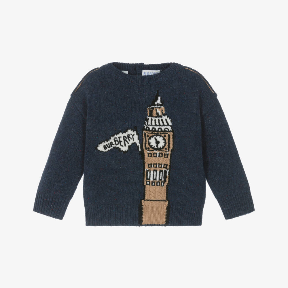 Burberry-Baby Boys Blue Big Ben Wool Sweater | Childrensalon Outlet