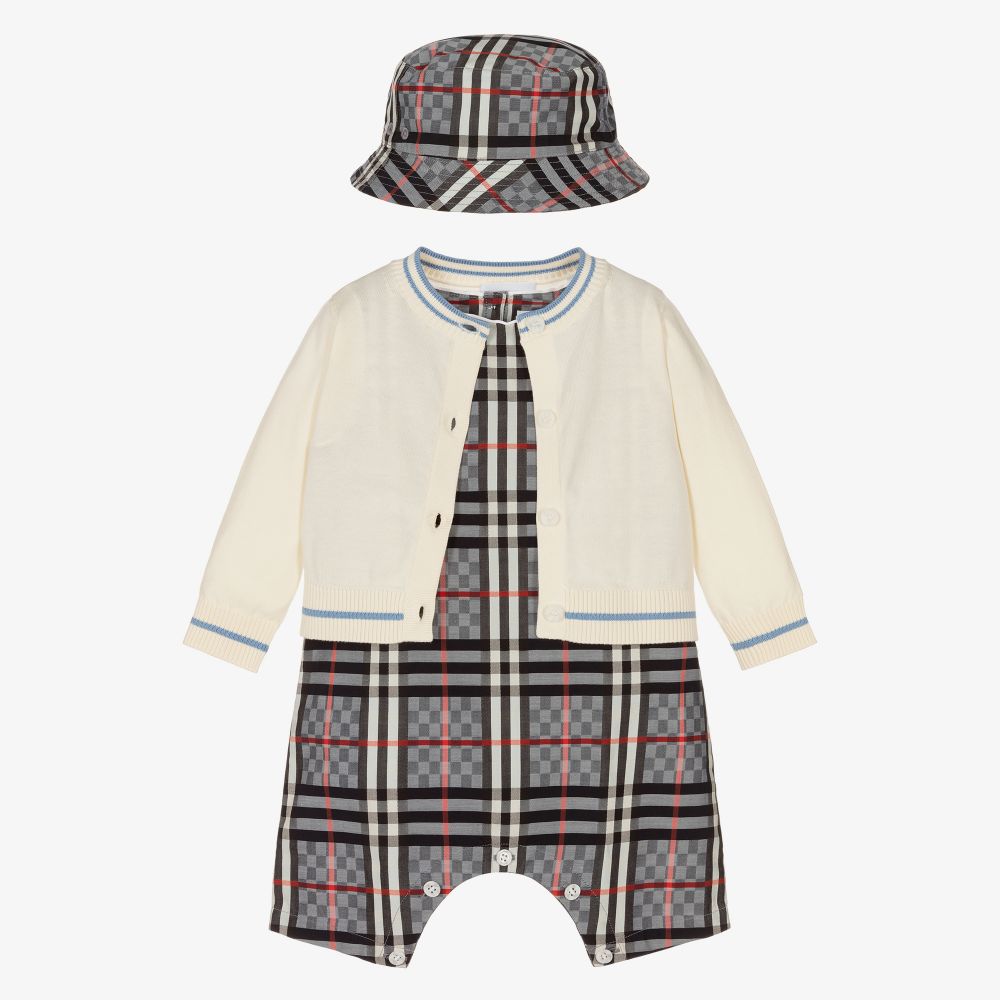 Burberry - Baby Boys Blue Check Gift Set | Childrensalon