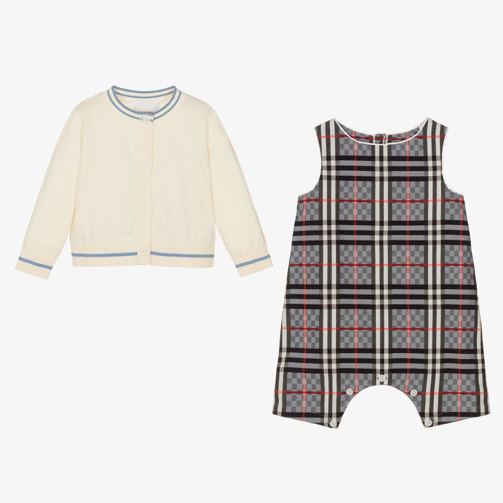 Burberry Baby Boys Blue Check Gift Set Childrensalon Outlet