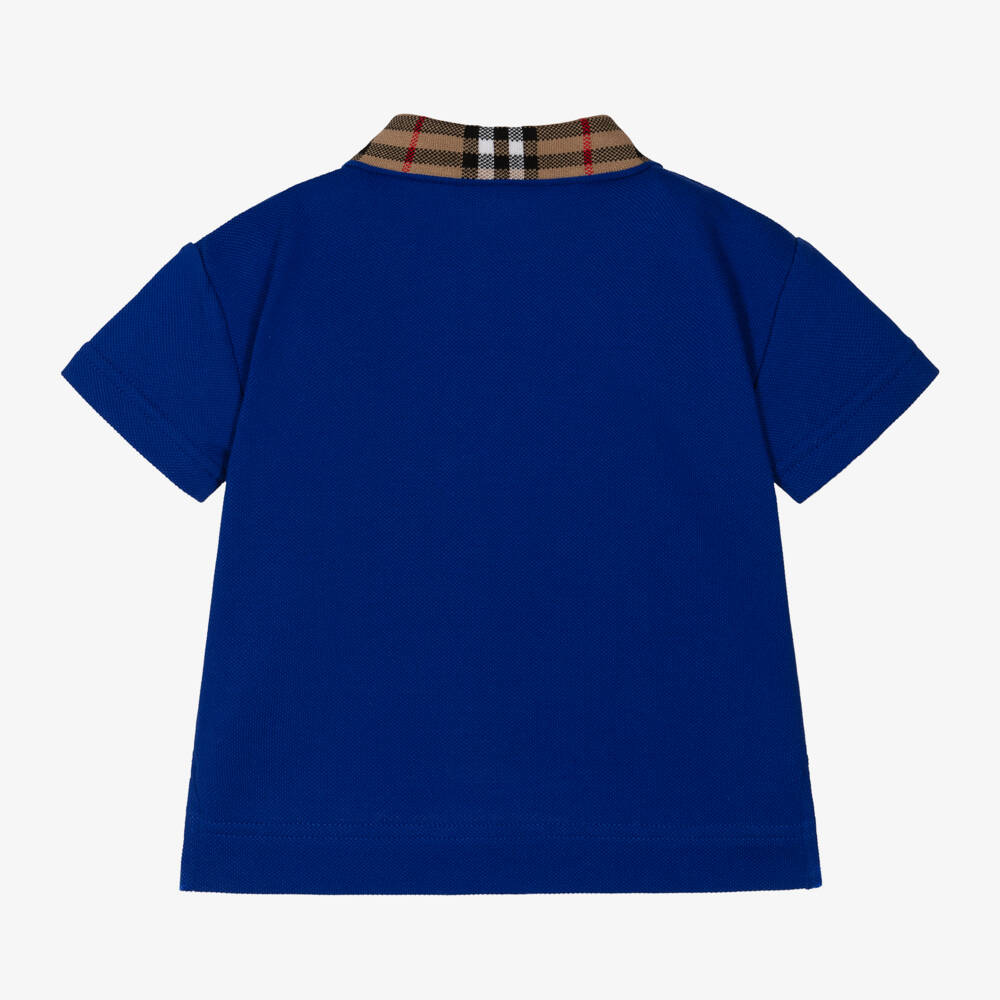 Burberry-Baby Boys Blue Check Polo Shirt | Childrensalon Outlet