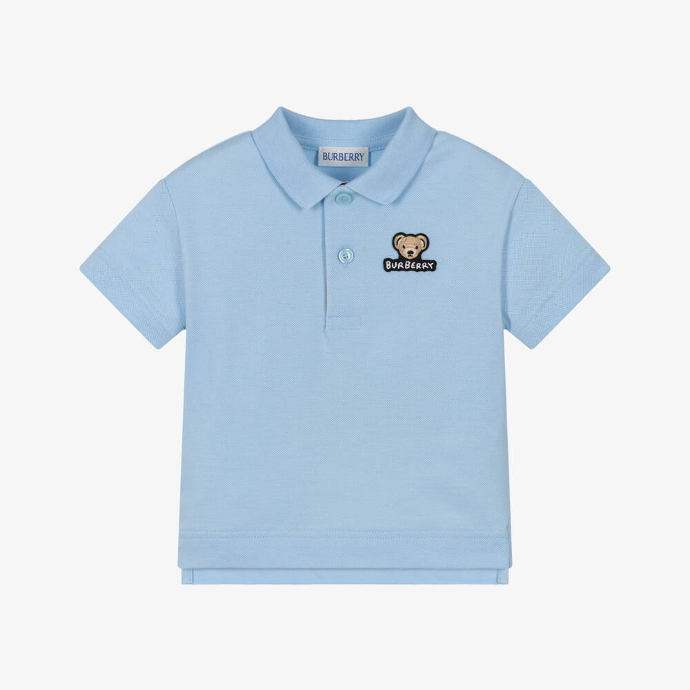 Burberry-Baby Boys Blue Cotton Thomas Bear Polo Shirt | Childrensalon Outlet