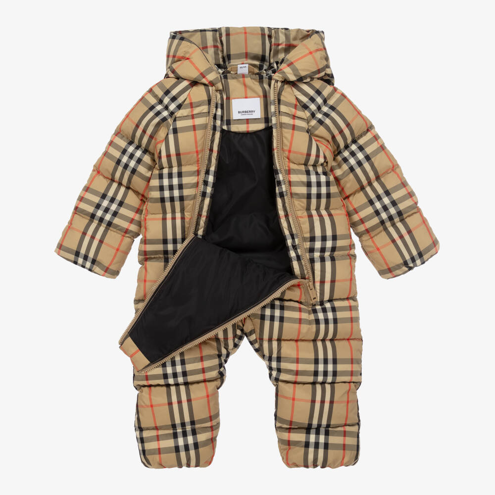 Burberry-Baby Boys Classic Check Snowsuit | Childrensalon Outlet