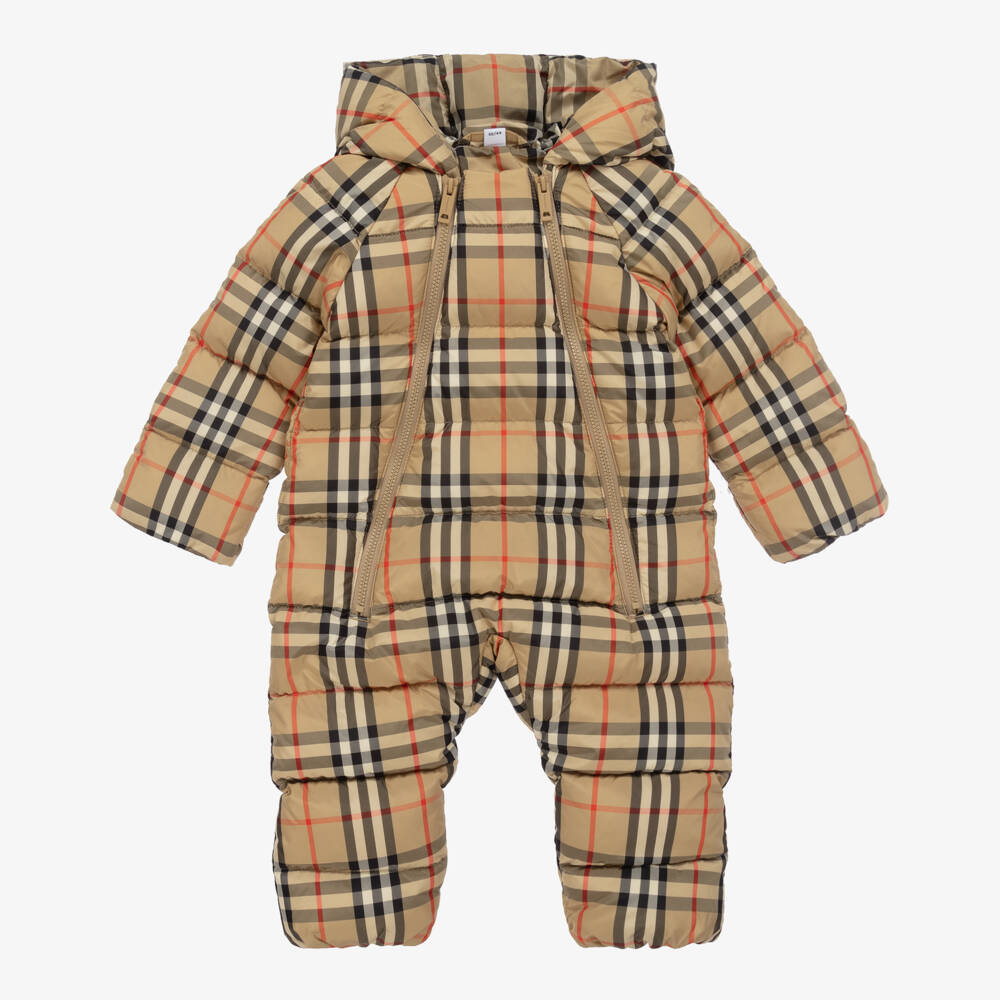 Burberry-Baby Boys Classic Check Snowsuit | Childrensalon Outlet