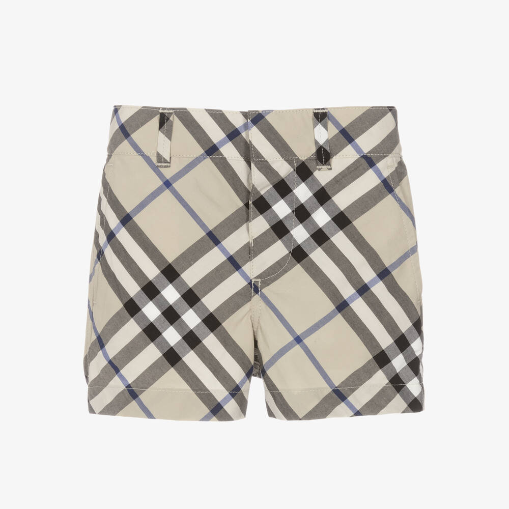 Burberry-Baby Boys Grey Check Cotton Shorts | Childrensalon Outlet