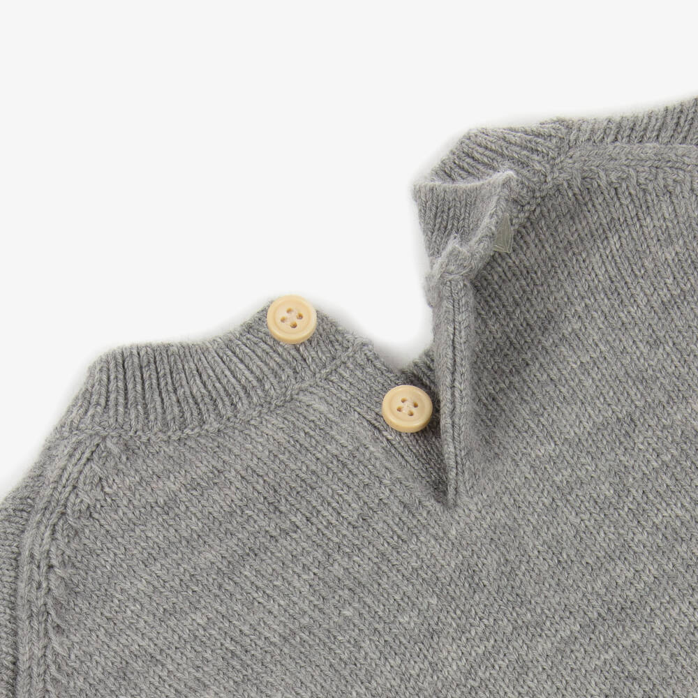 Burberry-Baby Boys Grey Wool Knit Thomas Bear Sweater | Childrensalon Outlet