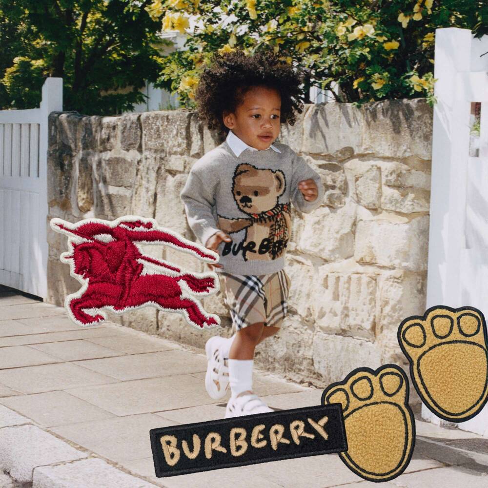 Burberry-Baby Boys Grey Wool Knit Thomas Bear Sweater | Childrensalon Outlet