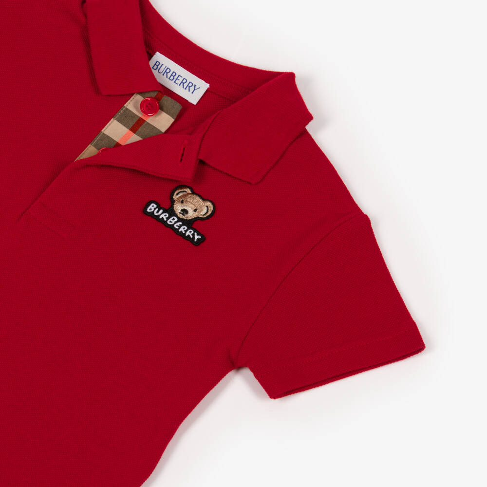 Burberry-Baby Boys Red Bear Logo Polo Shirt | Childrensalon Outlet