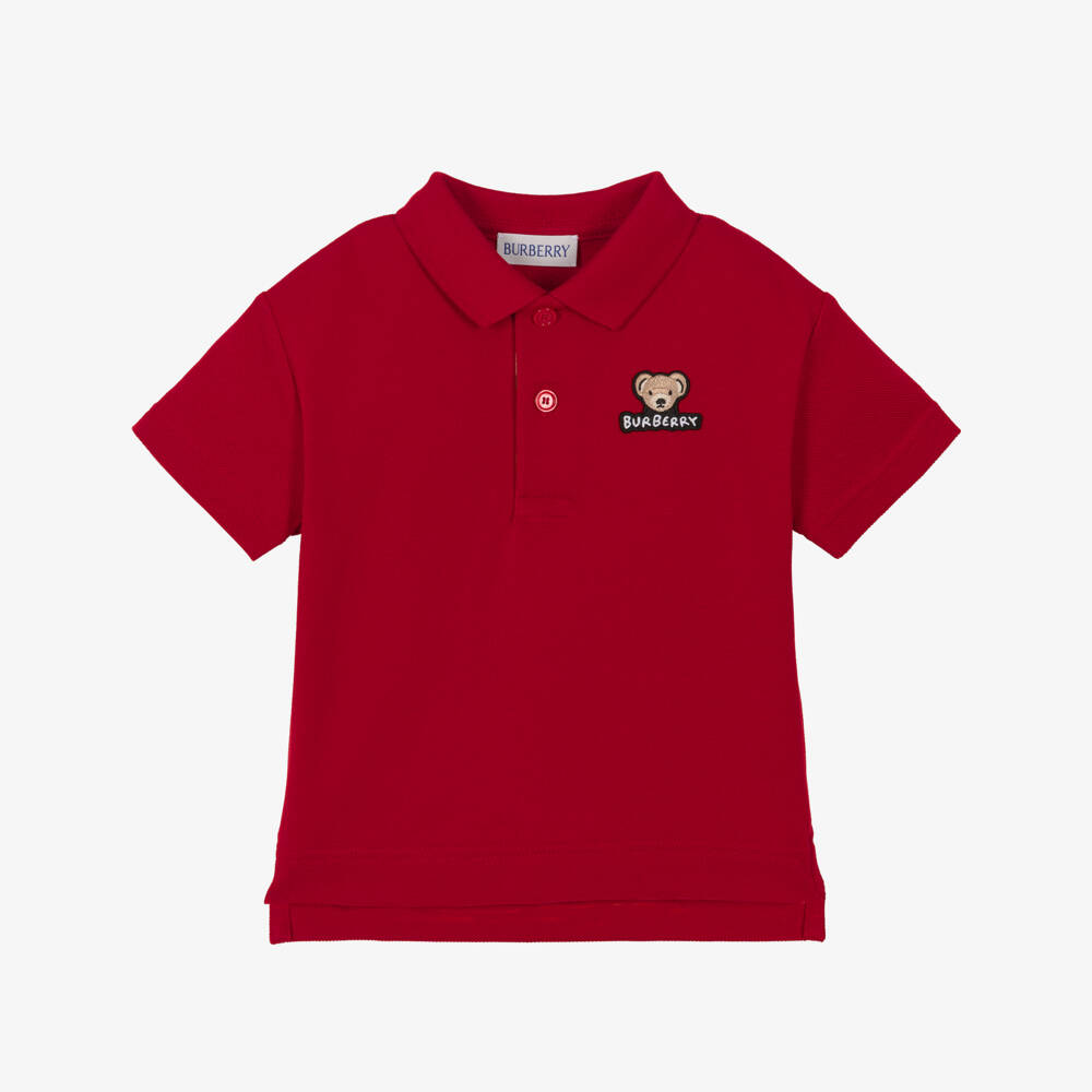 Burberry-Baby Boys Red Bear Logo Polo Shirt | Childrensalon Outlet