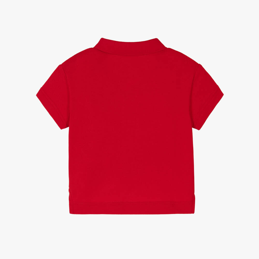 Burberry-Baby Boys Red Cotton Piqué Polo Shirt | Childrensalon Outlet