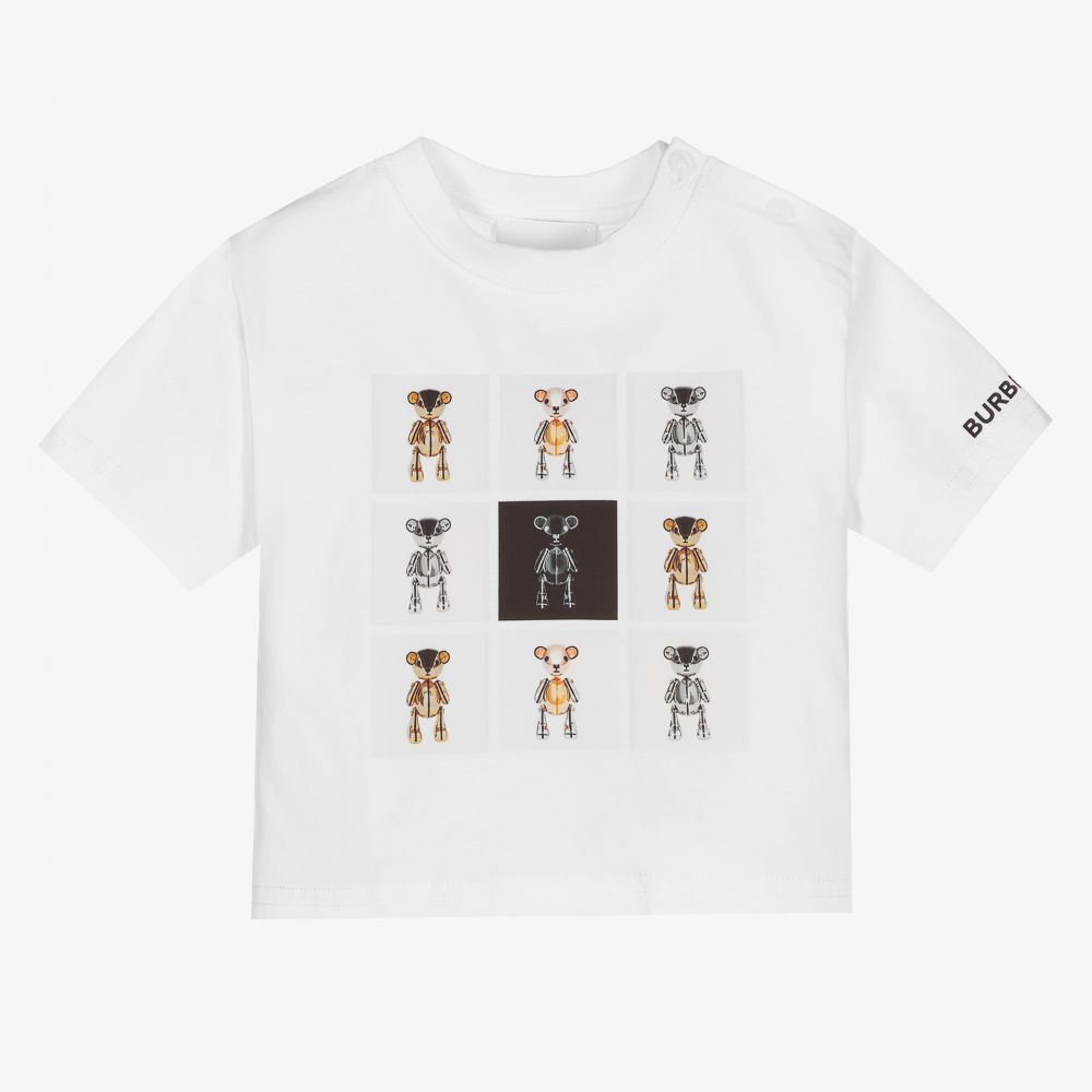 Burberry - Weißes T-Shirt für Babys mit Bär-Motiv (J) | Childrensalon