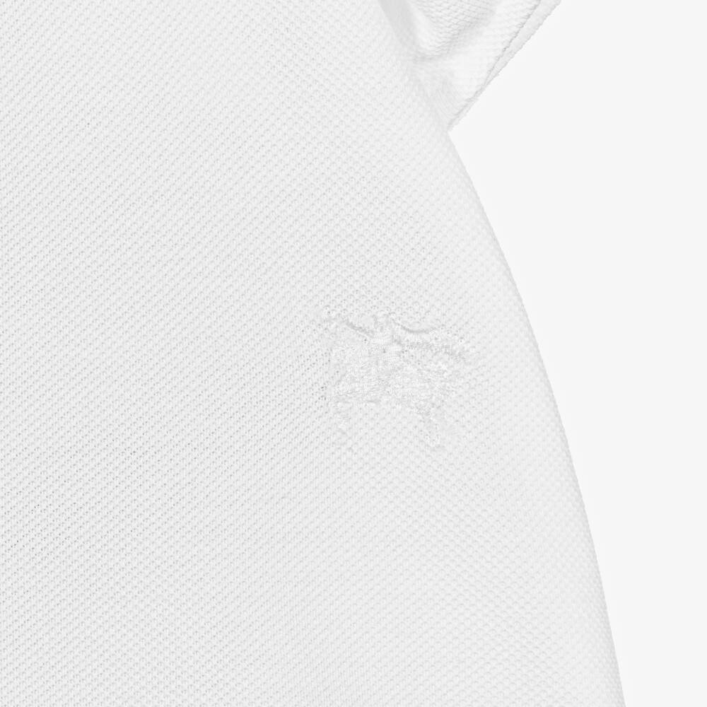 Burberry-Baby Boys White Check Polo Shirt | Childrensalon Outlet
