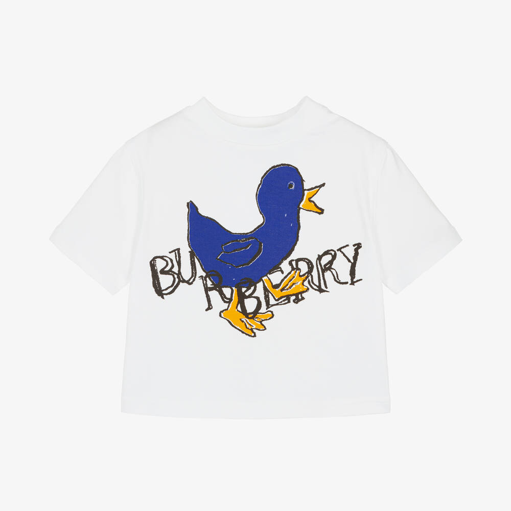 Burberry-Baby Boys White Cotton T-Shirt | Childrensalon Outlet