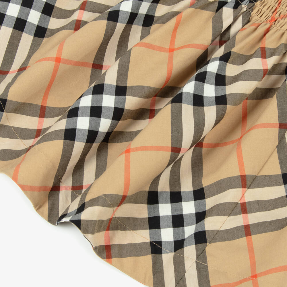 Burberry-Baby Girls Beige Check Poplin Dress | Childrensalon Outlet