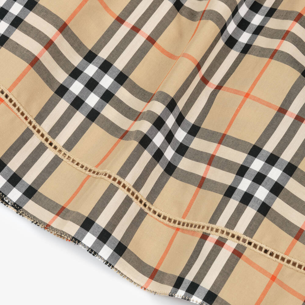 Burberry-Baby Girls Beige Cotton Burberry Check Dress | Childrensalon Outlet