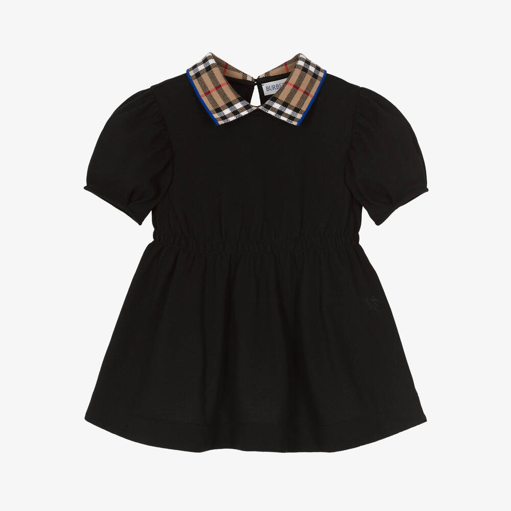 Burberry-Baby Girls Black Cotton Polo Dress | Childrensalon Outlet
