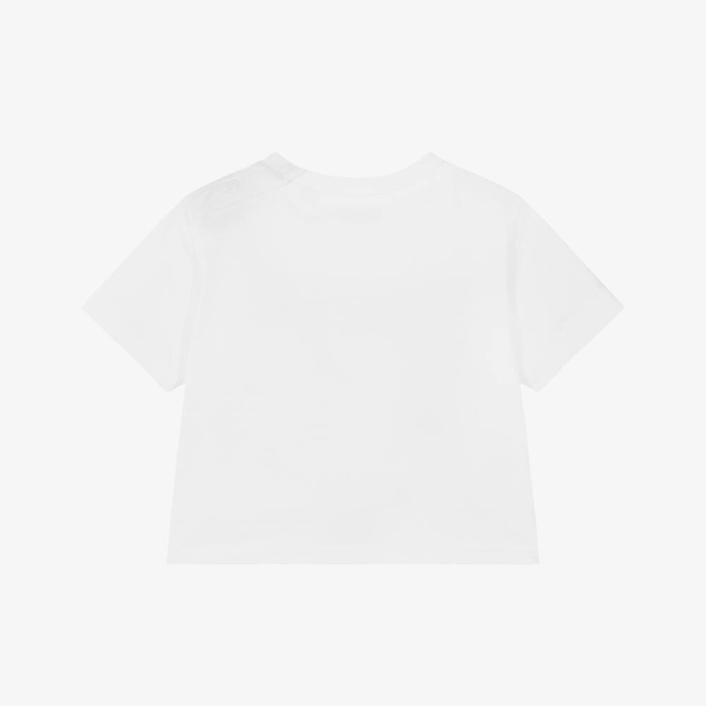 Burberry-Baby Girls Ivory Thomas Bear Print Cotton T-Shirt | Childrensalon Outlet