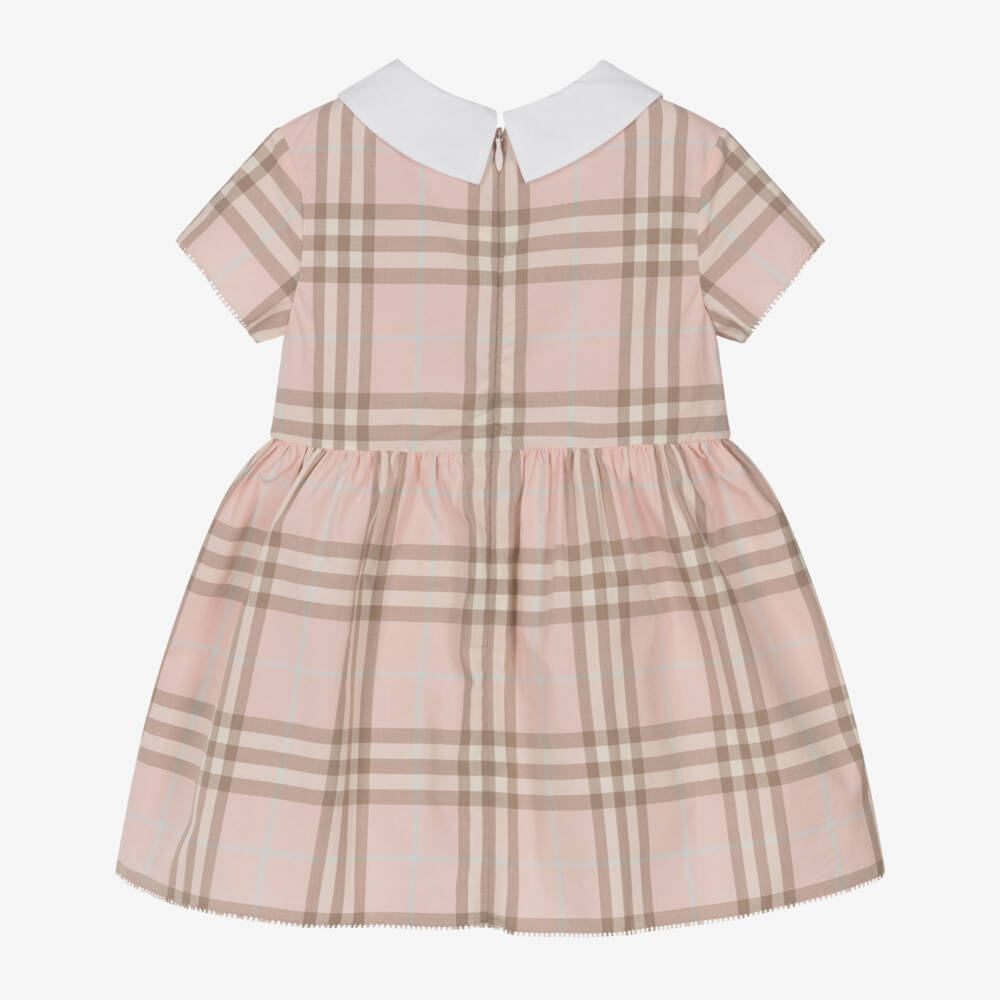 Burberry-Baby Girls Pink Check Cotton Poplin Dress | Childrensalon Outlet