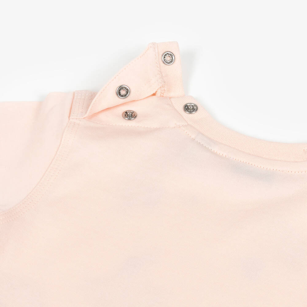 Burberry-Baby Girls Pink Cotton T-Shirt with Umbrella Print | Childrensalon Outlet
