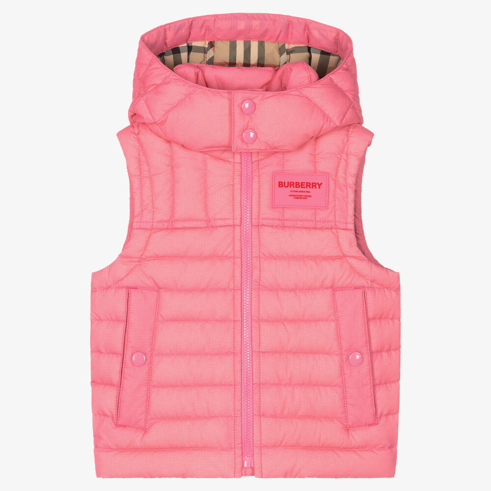 Burberry-Baby Girls Pink Down Gilet | Childrensalon Outlet