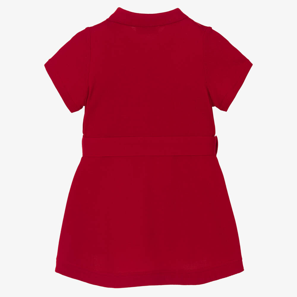 Burberry-Baby Girls Red Belted Cotton Polo Dress | Childrensalon Outlet