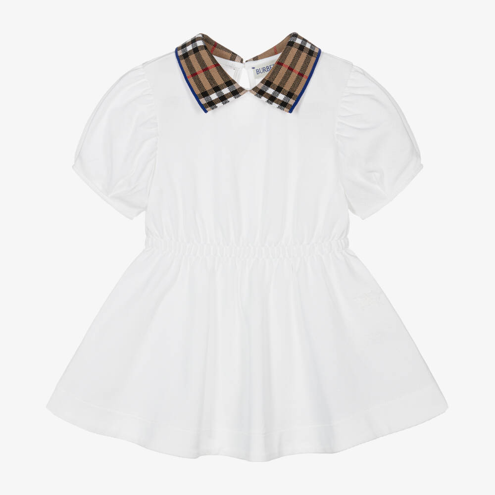 Burberry-Baby Girls White Check Polo Dress | Childrensalon Outlet