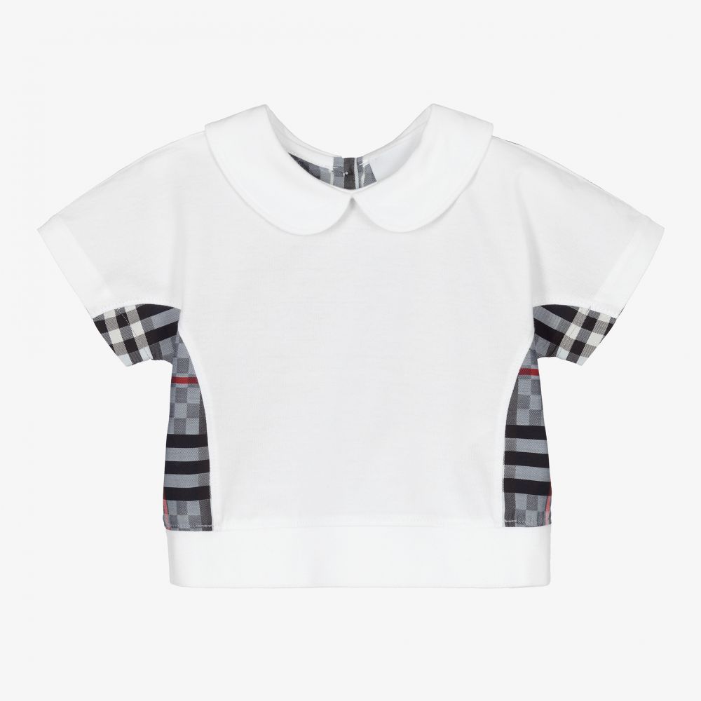 Burberry - Haut blanc en coton Bébé fille | Childrensalon