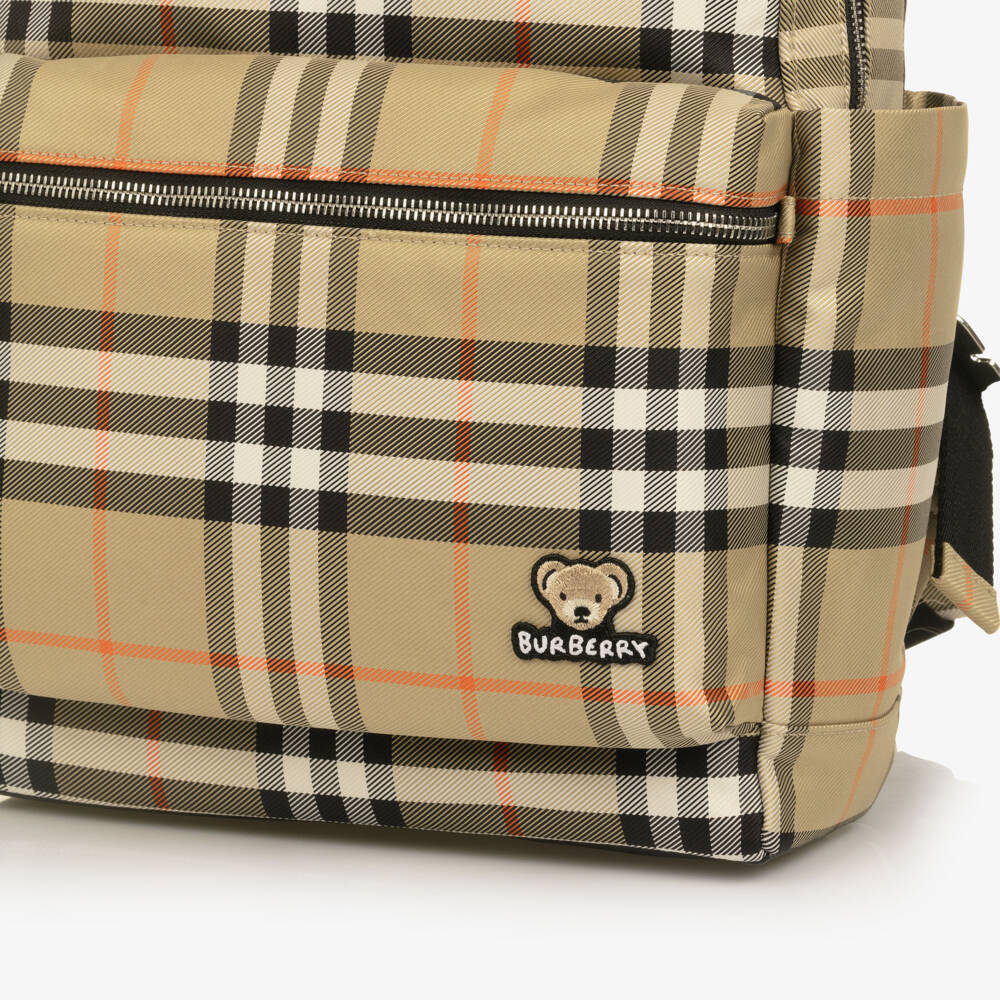 Burberry-Beige All-Over Check Backpack (37cm) | Childrensalon Outlet