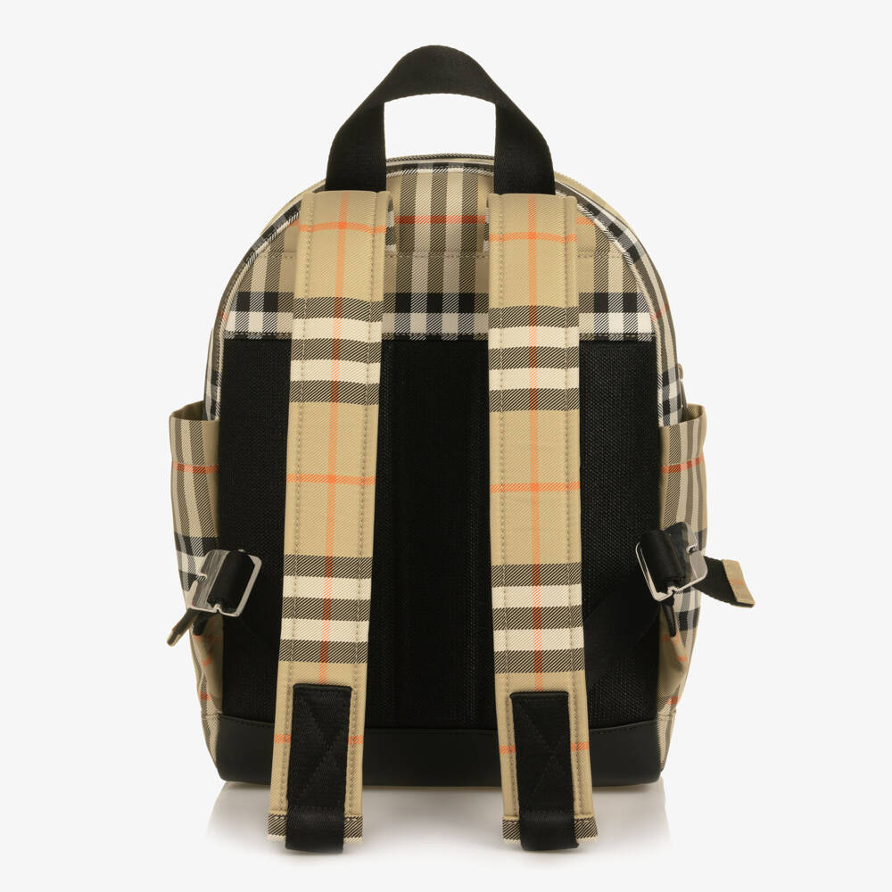 Burberry-Beige All-Over Check Backpack (37cm) | Childrensalon Outlet