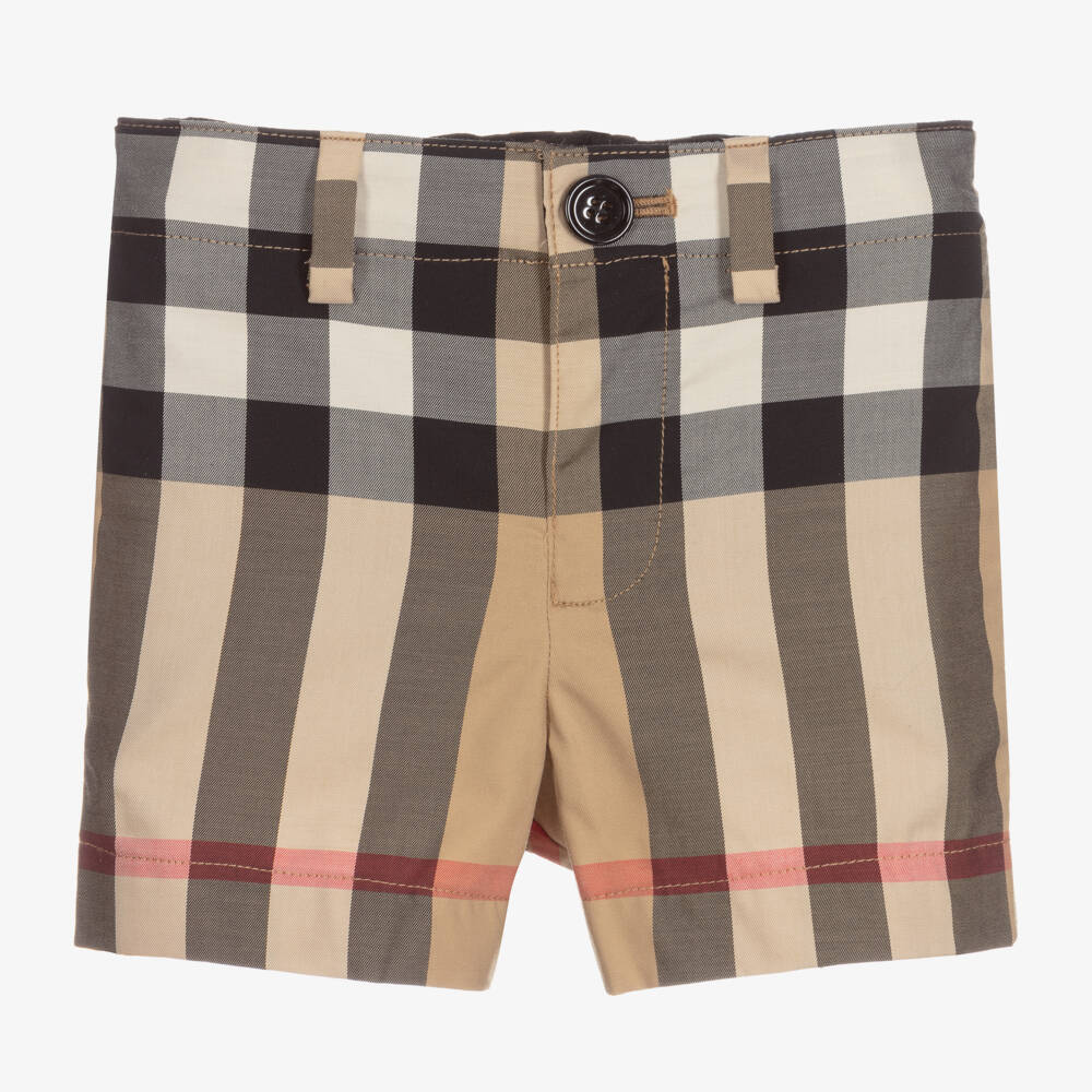 Burberry-Beige Check Cotton Baby Shorts | Childrensalon Outlet
