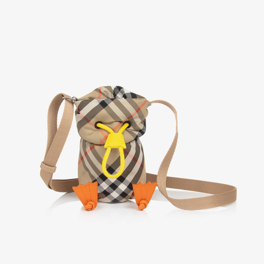 Burberry-Beige Check Duck Bottle Holder (18cm) | Childrensalon Outlet