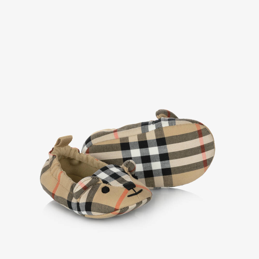 Burberry-Beige Check Thomas Bear Cotton Pre-Walkers | Childrensalon Outlet