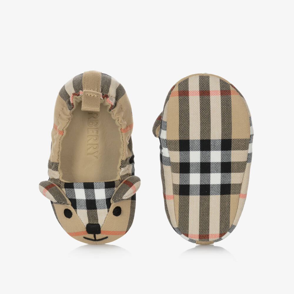 Burberry-Beige Check Thomas Bear Cotton Pre-Walkers | Childrensalon Outlet