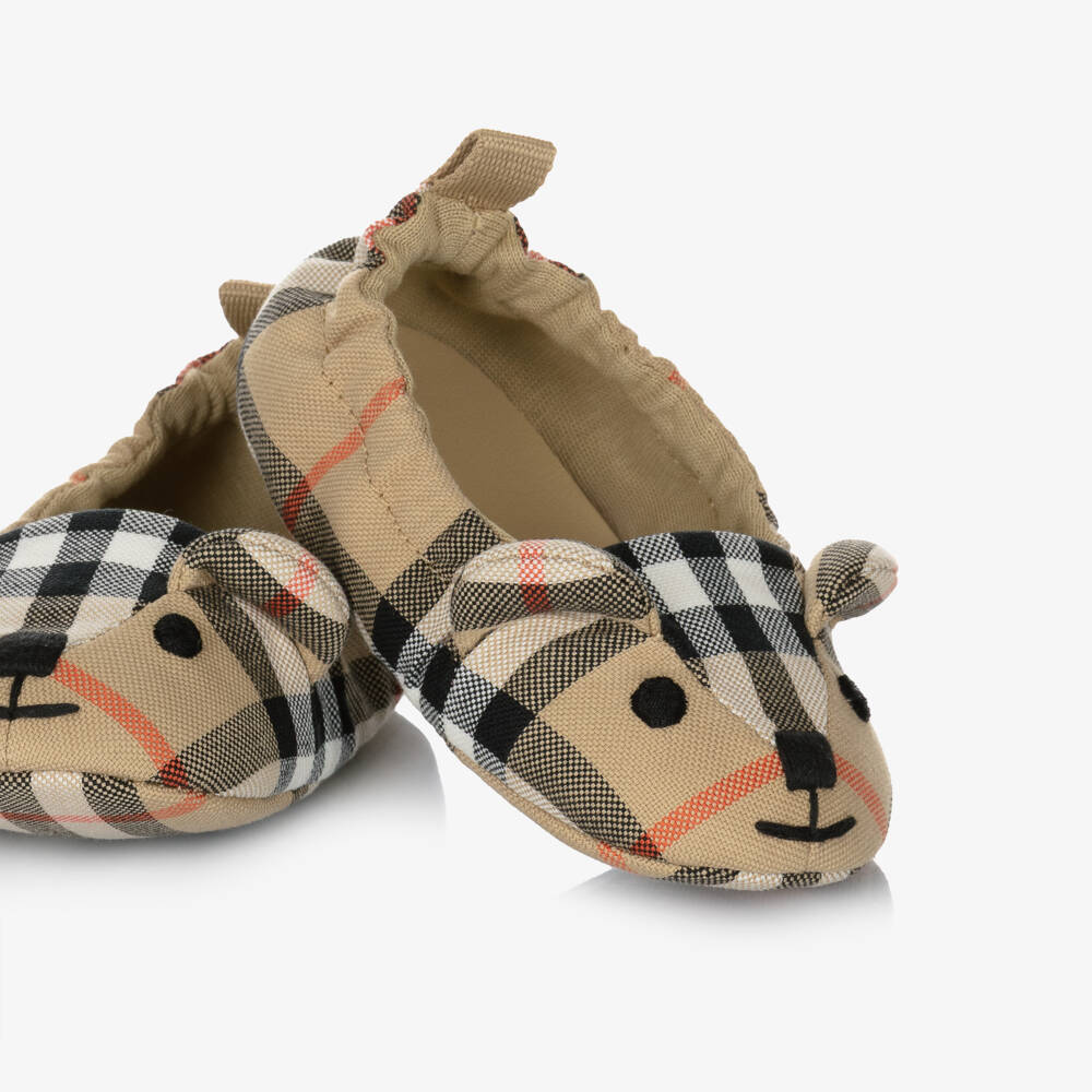 Burberry-Beige Check Thomas Bear Cotton Pre-Walkers | Childrensalon Outlet