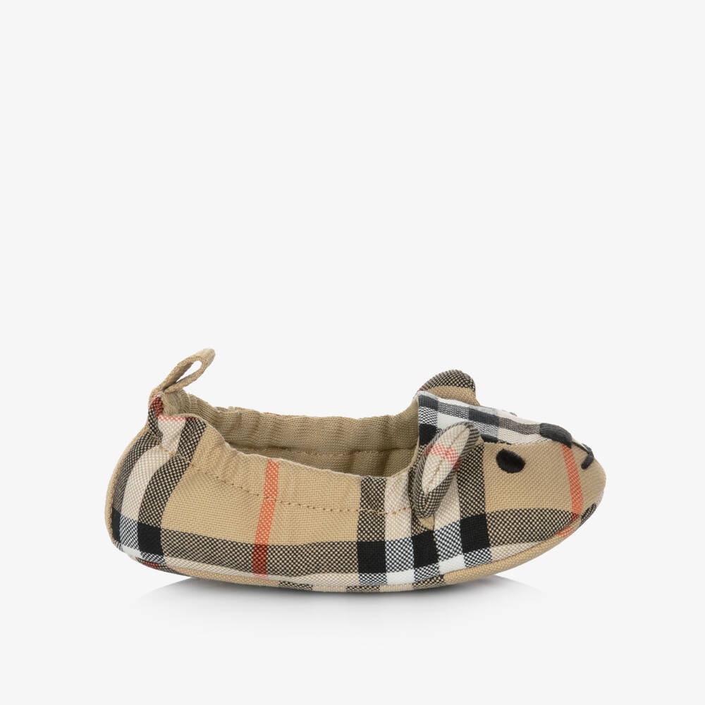 Burberry-Beige Check Thomas Bear Cotton Pre-Walkers | Childrensalon Outlet