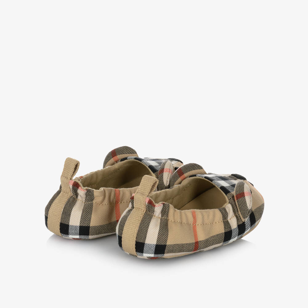 Burberry-Beige Check Thomas Bear Cotton Pre-Walkers | Childrensalon Outlet