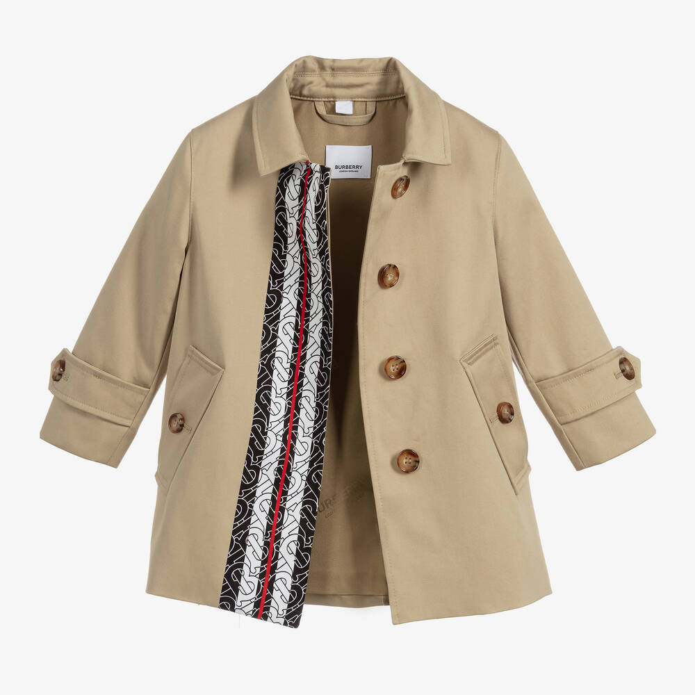 Burberry-معطف قطن غاباردين لون بيج للمولودات | Childrensalon Outlet