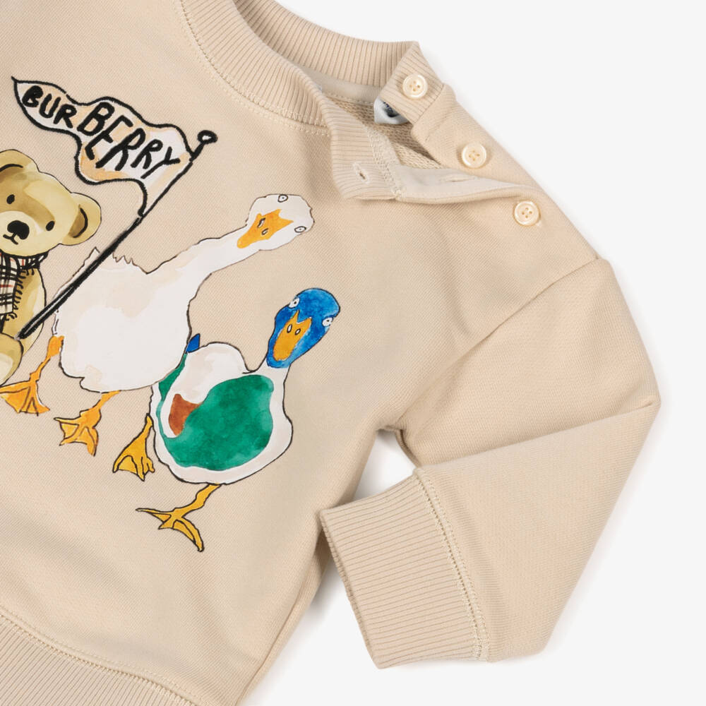 Burberry-Beige Cotton Thomas Bear & Friends Sweatshirt | Childrensalon Outlet