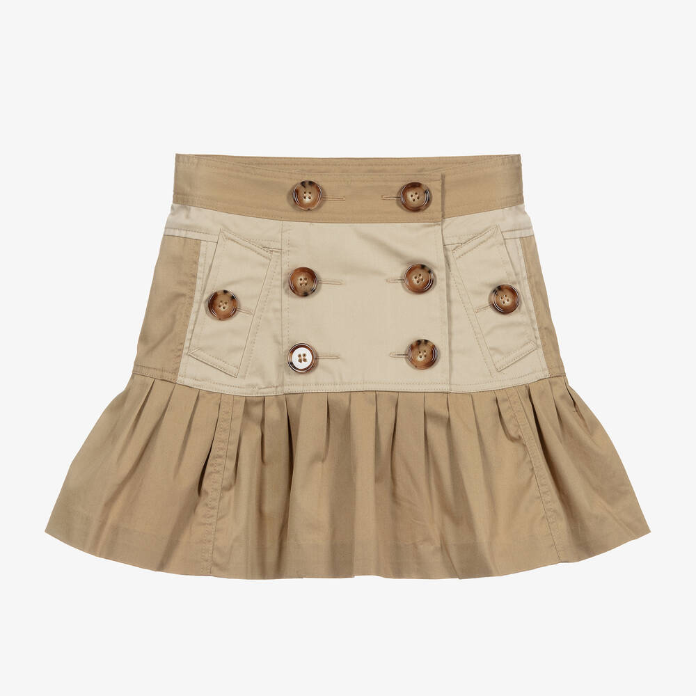 Burberry Beige Cotton Twill Skirt Childrensalon Outlet