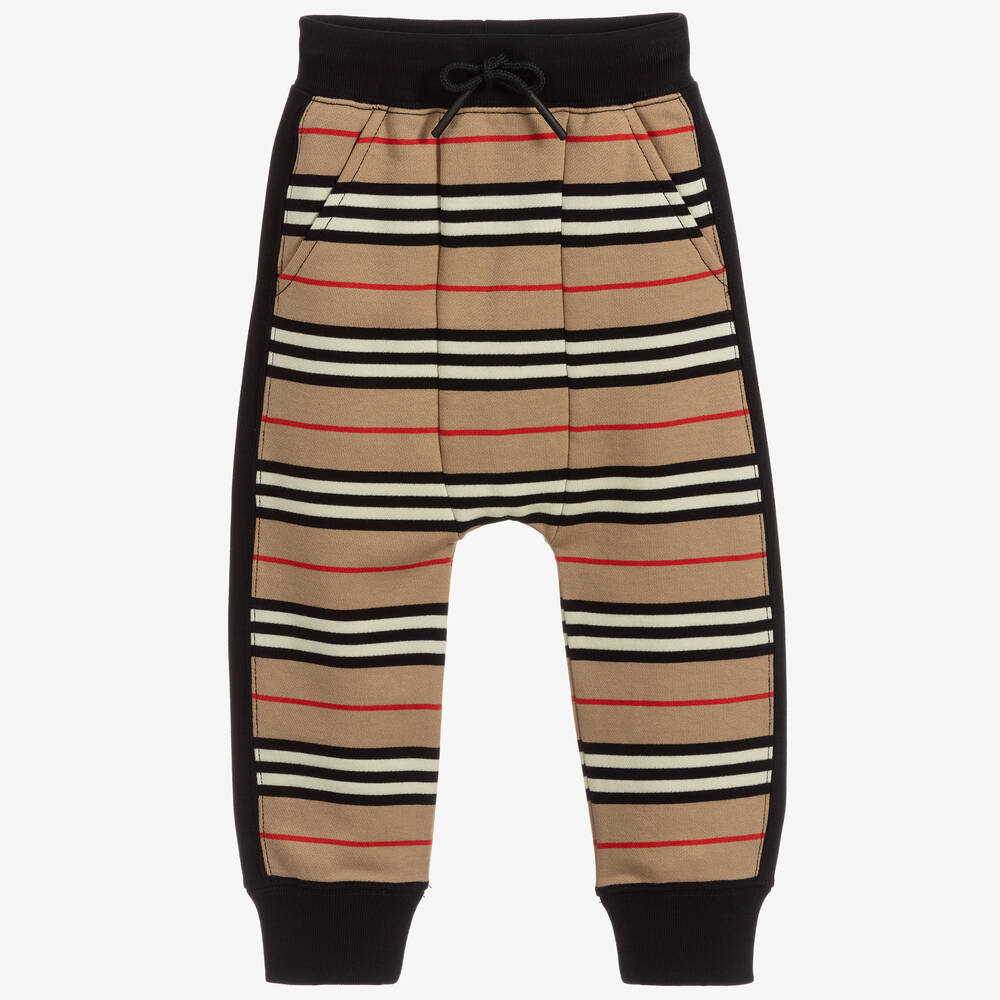 Burberry - Beige Icon Stripe Joggers | Childrensalon