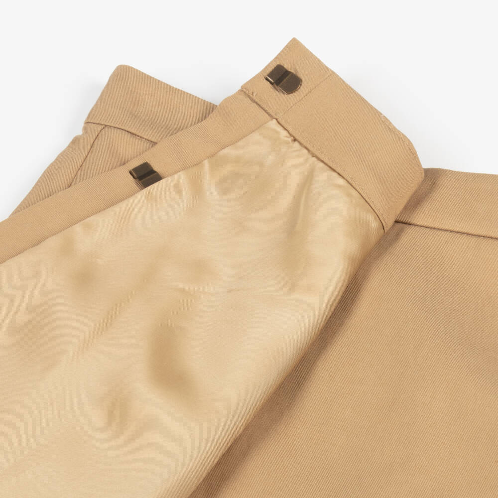 Burberry-Beige Pleated Twill Skirt for Girls | Childrensalon Outlet