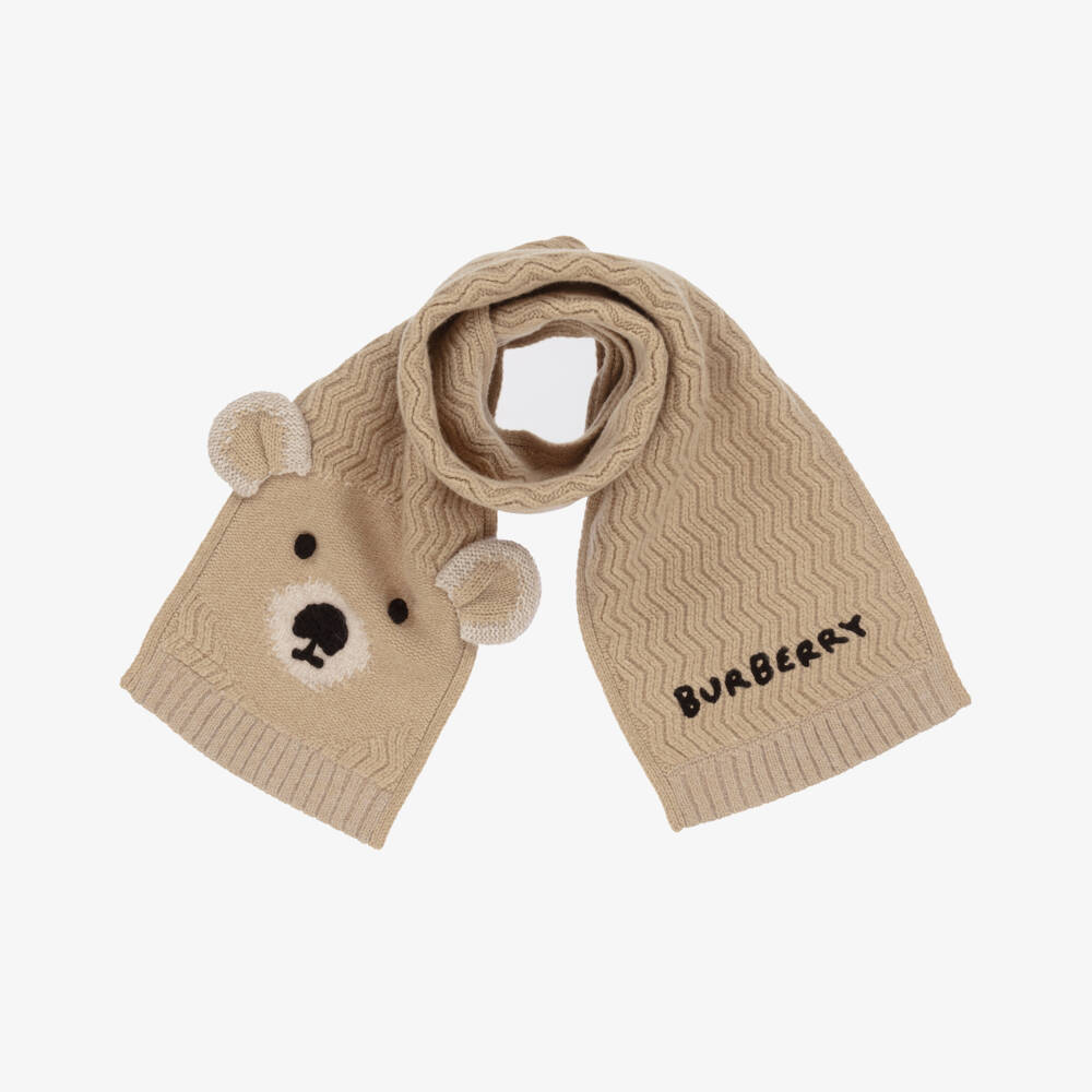 Burberry-Beige Thomas Bear Wool Knit Scarf (122cm) | Childrensalon Outlet