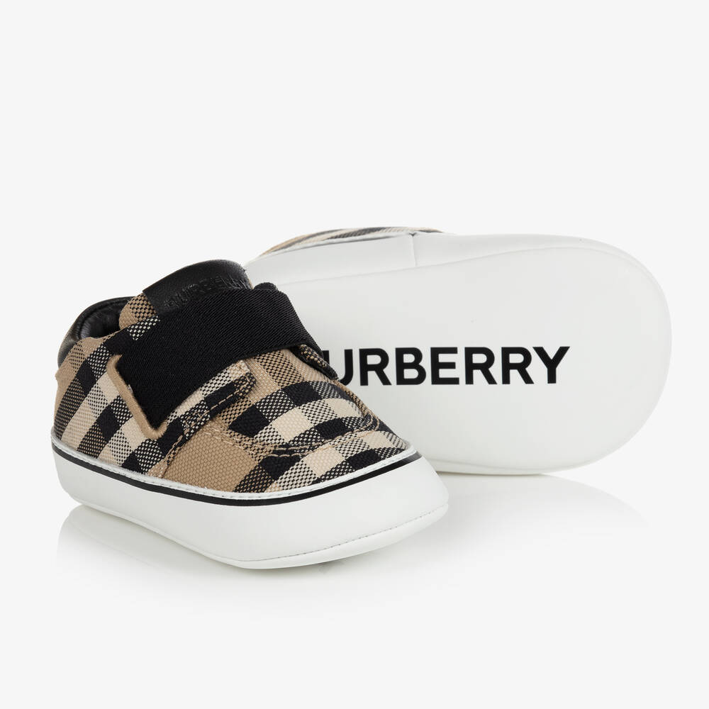 Burberry-Beige Vintage Check Baby Shoes | Childrensalon Outlet