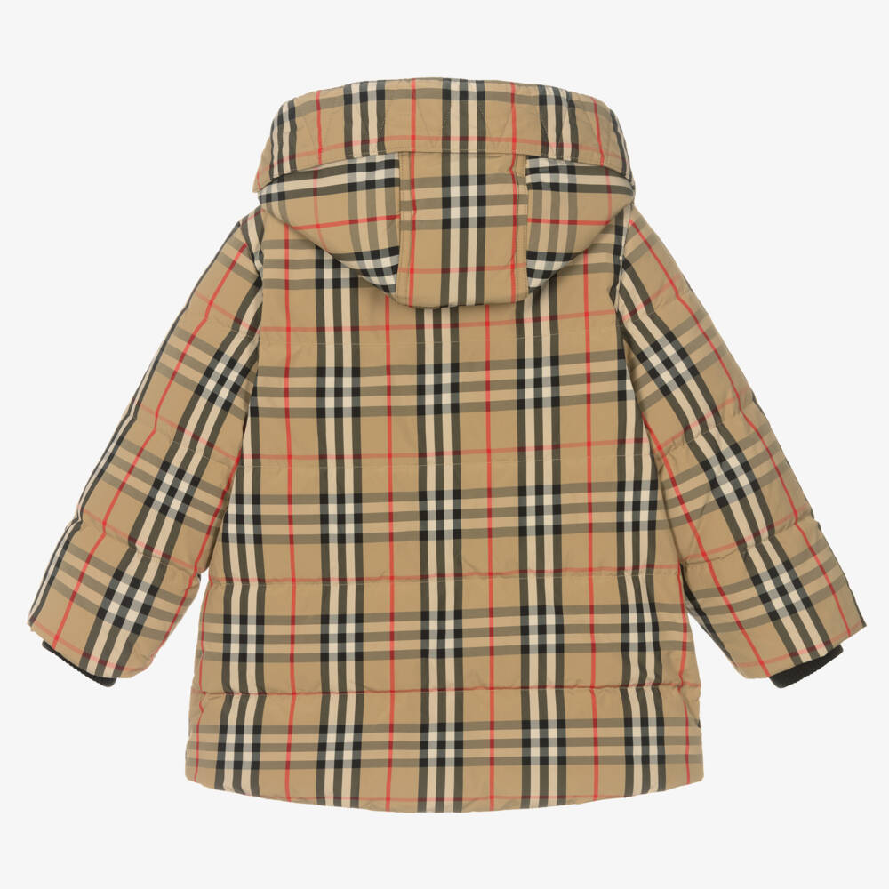 Burberry-Beige Vintage Check Down Coat | Childrensalon Outlet