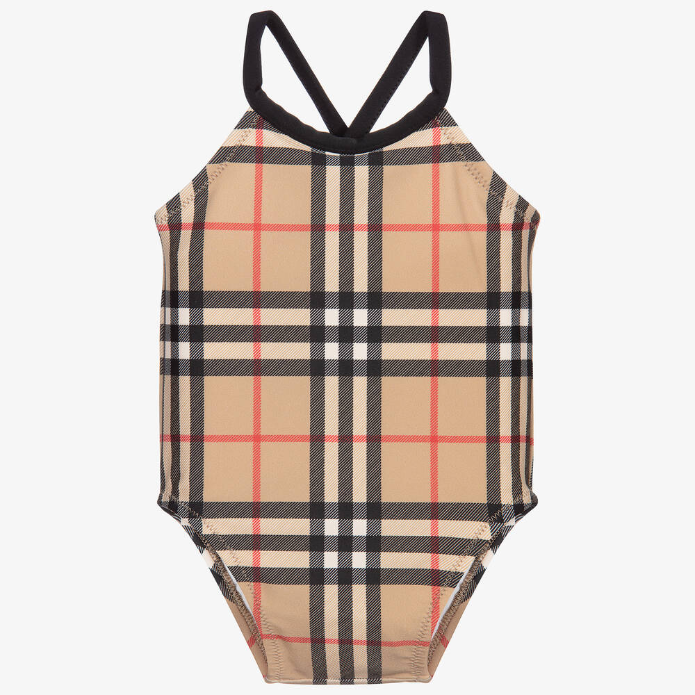 Burberry - Beige Vintage Check Swimsuit | Childrensalon